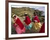 Aymara Women Dance and Spin in Festival of San Andres Celebration, Isla Del Sol, Bolivia-Andrew Watson-Framed Photographic Print