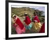 Aymara Women Dance and Spin in Festival of San Andres Celebration, Isla Del Sol, Bolivia-Andrew Watson-Framed Photographic Print