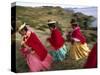 Aymara Women Dance and Spin in Festival of San Andres Celebration, Isla Del Sol, Bolivia-Andrew Watson-Stretched Canvas