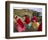 Aymara Women Dance and Spin in Festival of San Andres Celebration, Isla Del Sol, Bolivia-Andrew Watson-Framed Photographic Print