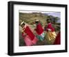 Aymara Women Dance and Spin in Festival of San Andres Celebration, Isla Del Sol, Bolivia-Andrew Watson-Framed Photographic Print