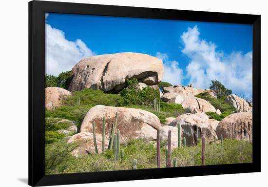 Ayo Rock Formation - Landmark on Aruba (Caribbean)-PlusONE-Framed Photographic Print