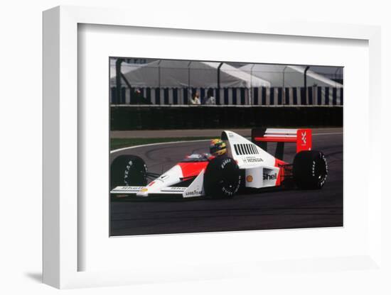 Ayrton Senna in the McLaren MP4-5 at 1989 British Grand Prix, Silverstone-null-Framed Photographic Print