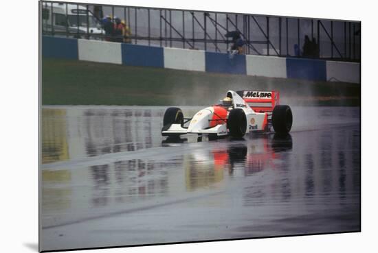 Ayrton Senna in the McLaren MP4-8 1993 European Grand Prix at Donington-null-Mounted Photographic Print