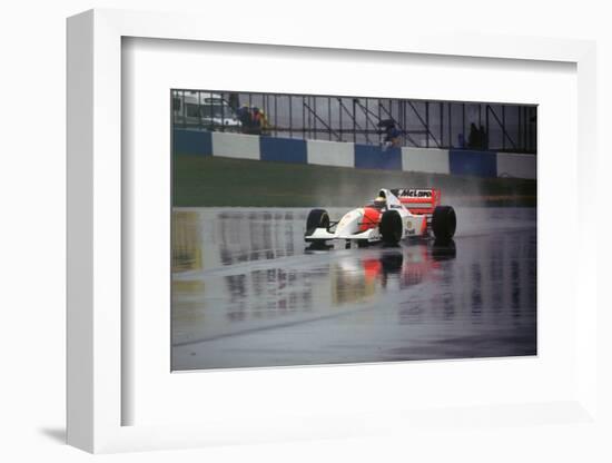 Ayrton Senna in the McLaren MP4-8 1993 European Grand Prix at Donington-null-Framed Photographic Print