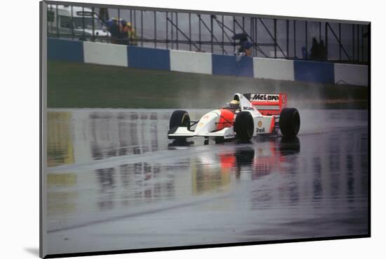 Ayrton Senna in the McLaren MP4-8 1993 European Grand Prix at Donington-null-Mounted Photographic Print