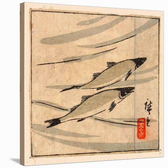 Ayu Zu, River Trout (Ayu). [Between 1868 and 1894], 1 Print : Woodcut, Color ; 9.6 X 10.8-Utagawa Hiroshige-Stretched Canvas