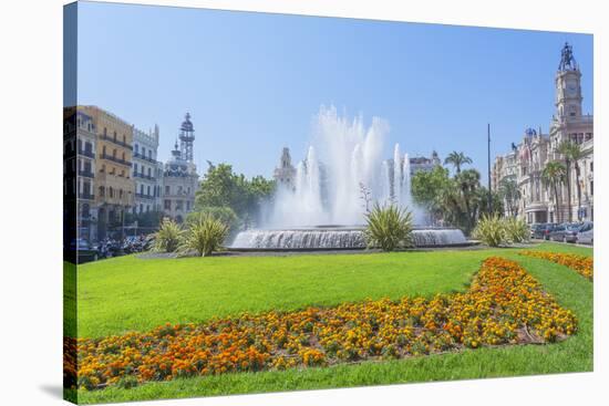 Ayuntamiento Square and townhall, Valencia, Comunidad Autonoma de Valencia, Spain-Marco Simoni-Stretched Canvas