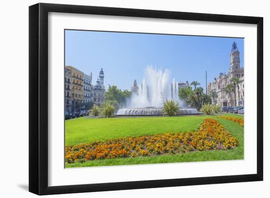 Ayuntamiento Square and townhall, Valencia, Comunidad Autonoma de Valencia, Spain-Marco Simoni-Framed Photographic Print