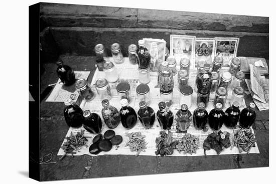 Ayurveda Herbs and Medicines Pavement Shop, Mumbai, Maharashtra, India, 1978-null-Stretched Canvas