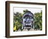 Ayutthaya, black Buddha in the Lotus petals at Wat Thammikarat-Terry Eggers-Framed Photographic Print