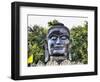 Ayutthaya, black Buddha in the Lotus petals at Wat Thammikarat-Terry Eggers-Framed Photographic Print