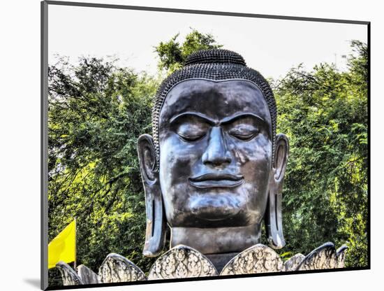 Ayutthaya, black Buddha in the Lotus petals at Wat Thammikarat-Terry Eggers-Mounted Photographic Print