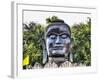 Ayutthaya, black Buddha in the Lotus petals at Wat Thammikarat-Terry Eggers-Framed Photographic Print