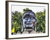 Ayutthaya, black Buddha in the Lotus petals at Wat Thammikarat-Terry Eggers-Framed Photographic Print