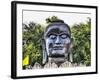 Ayutthaya, black Buddha in the Lotus petals at Wat Thammikarat-Terry Eggers-Framed Photographic Print