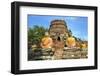 Ayutthaya, Thailand. Large Buddha at Wat Phra Mahathat, Ayutthaya Historical Park, near Bangkok.-Miva Stock-Framed Photographic Print