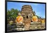 Ayutthaya, Thailand. Large Buddha at Wat Phra Mahathat, Ayutthaya Historical Park, near Bangkok.-Miva Stock-Framed Photographic Print