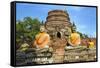 Ayutthaya, Thailand. Large Buddha at Wat Phra Mahathat, Ayutthaya Historical Park, near Bangkok.-Miva Stock-Framed Stretched Canvas