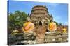 Ayutthaya, Thailand. Large Buddha at Wat Phra Mahathat, Ayutthaya Historical Park, near Bangkok.-Miva Stock-Stretched Canvas