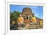 Ayutthaya, Thailand. Large Buddha at Wat Phra Mahathat, Ayutthaya Historical Park, near Bangkok.-Miva Stock-Framed Photographic Print