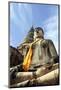 Ayutthaya, Thailand. Large Buddha at Wat Phra Mahathat, Ayutthaya Historical Park, near Bangkok-Miva Stock-Mounted Photographic Print