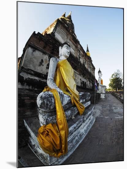 Ayutthaya Wat Yai Chai Mongkol Row of Buddha Statues-Terry Eggers-Mounted Photographic Print