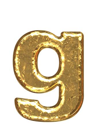 Golden Font. Letter 'G'.Lower Case