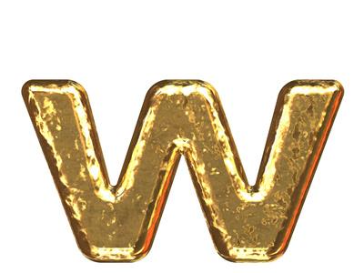 Golden Font. Letter 'W'.Lower Case