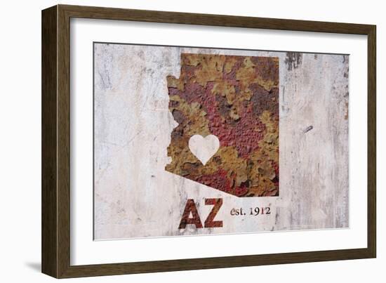 AZ Rusty Cementwall Heart-Red Atlas Designs-Framed Giclee Print