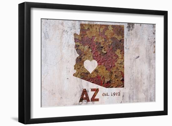 AZ Rusty Cementwall Heart-Red Atlas Designs-Framed Giclee Print