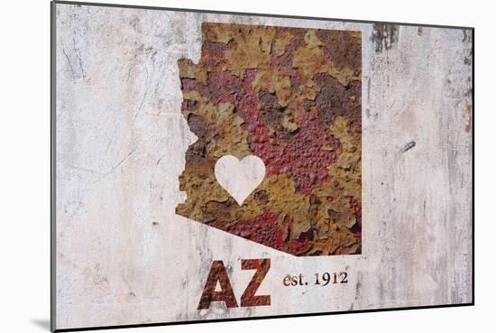 AZ Rusty Cementwall Heart-Red Atlas Designs-Mounted Giclee Print