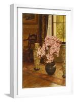 Azalea in a Japanese Bowl, with Chinese Vases on an Oriental Rug, in an Interior, 1887 (Oil on Pane-Jessica Hayllar-Framed Giclee Print