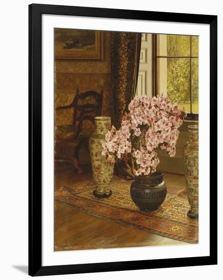 Azalea in a Japanese Bowl, with Chinese Vases on an Oriental Rug, in an Interior-Jessica Hayllar-Framed Giclee Print