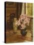 Azalea in a Japanese Bowl, with Chinese Vases on an Oriental Rug, in an Interior-Jessica Hayllar-Stretched Canvas