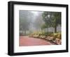 Azaleas Along Brick Sidewalk and Benches at Forsyth Park, Savannah, Georgia, USA-Joanne Wells-Framed Photographic Print