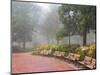 Azaleas Along Brick Sidewalk and Benches at Forsyth Park, Savannah, Georgia, USA-Joanne Wells-Mounted Photographic Print