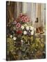 Azaleas, Geraniums, Roses and Other Potted Plants by a Window-Carl Christian Carlsen-Stretched Canvas