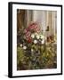 Azaleas, Geraniums, Roses and Other Potted Plants by a Window-Carl Christian Carlsen-Framed Giclee Print