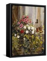 Azaleas, Geraniums, Roses and Other Potted Plants by a Window-Carl Christian Carlsen-Framed Stretched Canvas