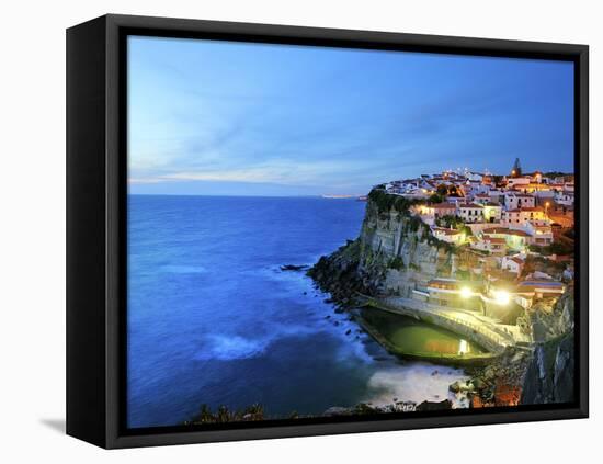 Azenhas Do Mar at Night, Near Sintra, in Front of the Atlantic Ocean. Portugal-Mauricio Abreu-Framed Stretched Canvas