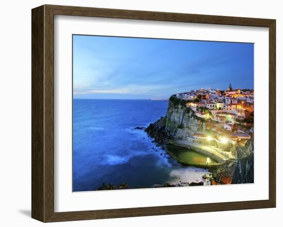 Azenhas Do Mar at Night, Near Sintra, in Front of the Atlantic Ocean. Portugal-Mauricio Abreu-Framed Photographic Print