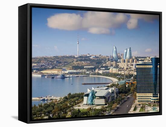 Azerbaijan, Baku, View of City Looking Towards Hilton Hotel-Jane Sweeney-Framed Stretched Canvas