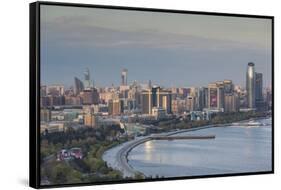 Azerbaijan, Baku. View of city skyline from the west.-Walter Bibikow-Framed Stretched Canvas