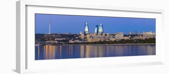 Azerbaijan, Baku, View of the Flame Towers Reflecting in the Caspian Sea-Jane Sweeney-Framed Photographic Print