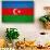 Azerbaijan Flag Design with Wood Patterning - Flags of the World Series-Philippe Hugonnard-Stretched Canvas displayed on a wall