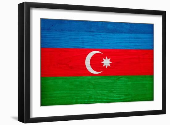 Azerbaijan Flag Design with Wood Patterning - Flags of the World Series-Philippe Hugonnard-Framed Art Print