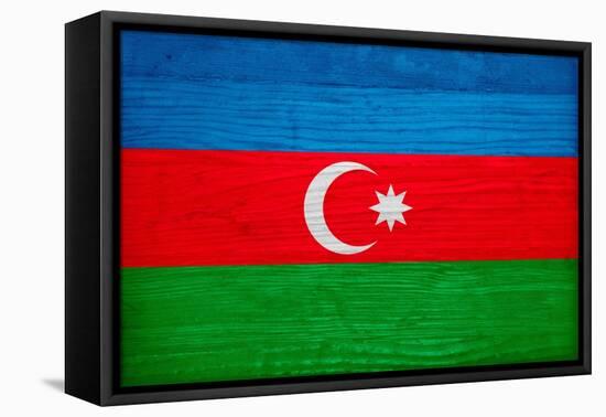 Azerbaijan Flag Design with Wood Patterning - Flags of the World Series-Philippe Hugonnard-Framed Stretched Canvas