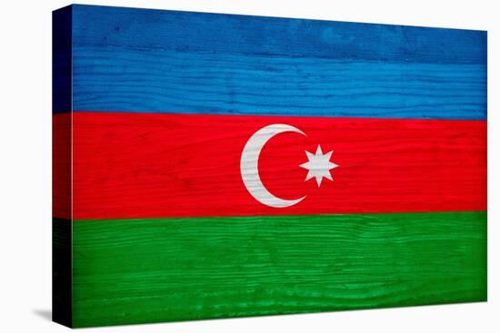 Azerbaijan Flag Design with Wood Patterning - Flags of the World Series-Philippe Hugonnard-Stretched Canvas