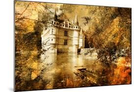 Azey-Le-Redeau Castle - Artwork In Painting Style-Maugli-l-Mounted Art Print